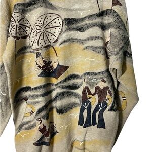Vintage Beach Sweater Handpainted PS/LA One Size 1980's